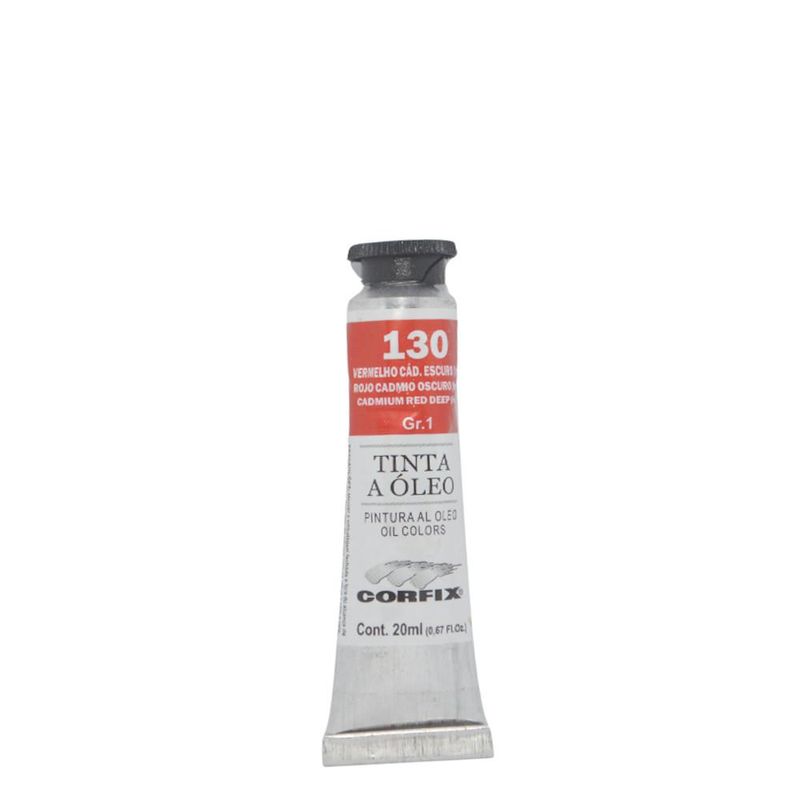 Tinta a Óleo Linha Artística e Artesanato GR 1 20ml Corfix (01 unidade)-130-Vermelho Cádmio Escuro (imit.)