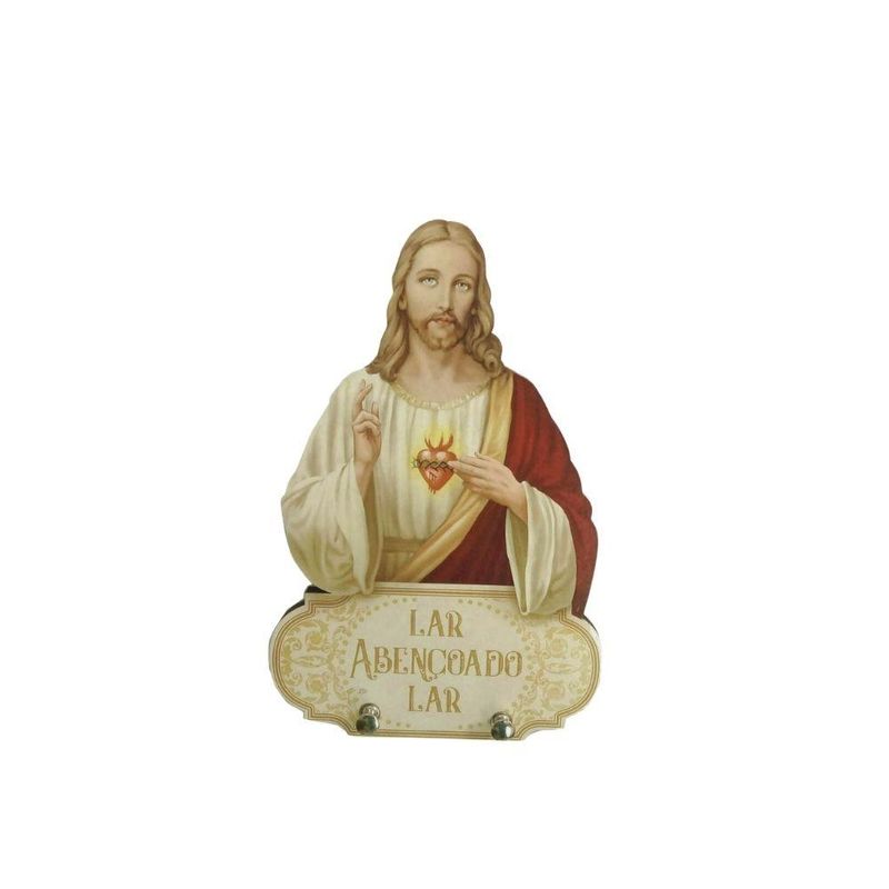 Porta-Chaves-MDF-Estampa-Sagrado-Coracao-Ref.--DHPM9-035-Litoarte--01-Unidade-