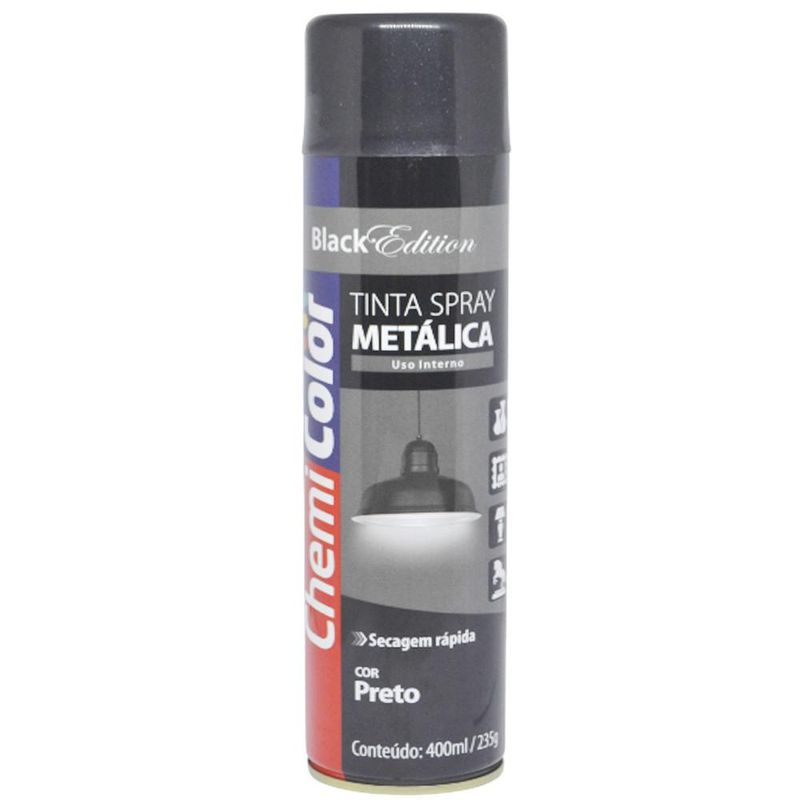Tinta-em-Spray-Metalica-Uso-Interno-Chemi-Color-Edition-Preto-400ml-Baston--01-unidade-