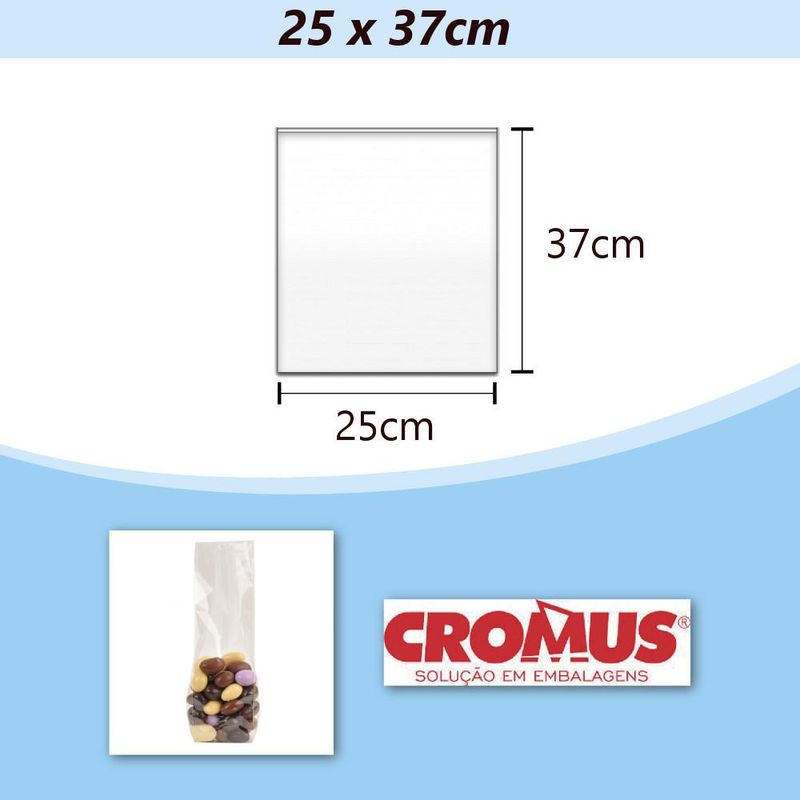 Saco-de-Polipropileno-Transparente-Incolor-25x37cm-Ref.--051480-Cromus--100-Sacos-