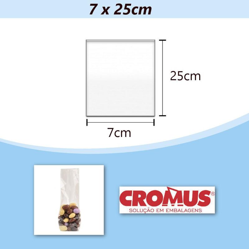 Saco-de-Polipropileno-Transparente-Incolor-7x25cm-Ref.--11301028-Cromus--100-Sacos-