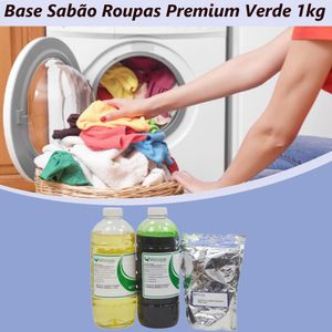 Kit Base para Sabão Lava Roupas Premium 1kg Verde Rende 20 Litros Fragrância Tipo Ariel Verzzon (2.400gr)