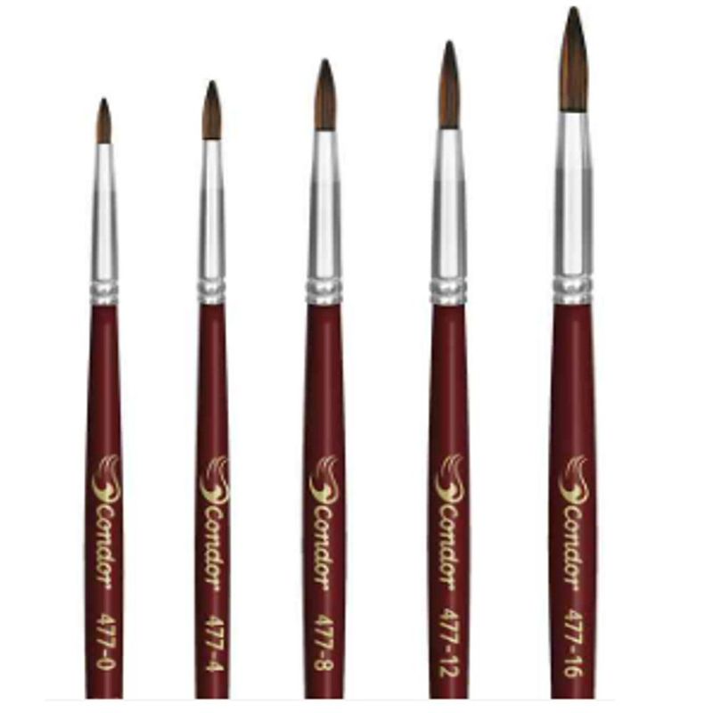 Pincel Artístico Redondo Ponta Pelo de Orelha de Boi Ref. 477 Condor (01 unidade)-Nº-0