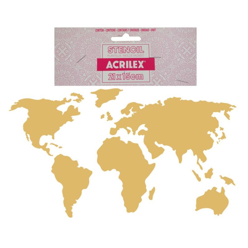 Stencil-Simples-de-Acetato-para-Pintura--210x150mm-RF1518-Mapa-Mundial-Acrilex--01-Unidade-