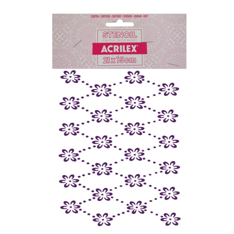 Stencil-Simples-de-Acetato-para-Pintura-210x150mm-RF1225-Flores-Acrilex--01-Unidade-