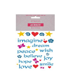 Stencil Simples de Acetato para Pintura 130x130mm RF1237 Desejos Acrilex (01 Unidade)