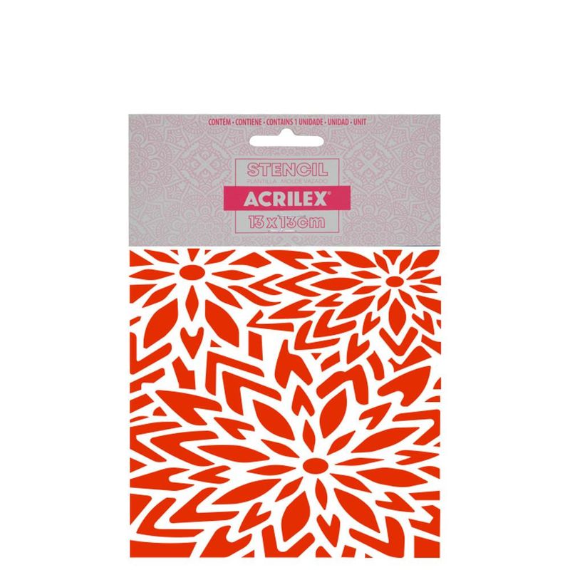 Stencil Simples de Acetato para Pintura 130x130mm RF1509 Estamapria 4 Acrilex (01 Unidade)