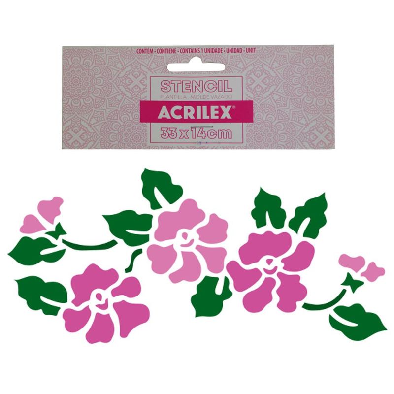 Stencil Simples de Acetato para Pintura 330x140mm RF1184 Amor Perfeito Acrilex (01 Unidade)