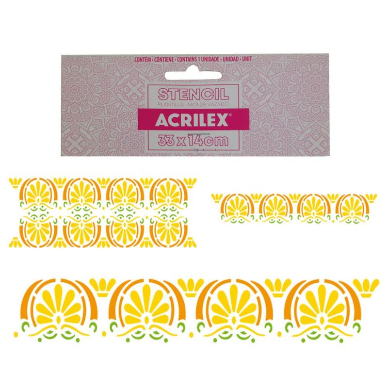 Stencil Simples de Acetato para Pintura 330x140mm RF1148 Tribal Flores Acrilex (01 Unidade)