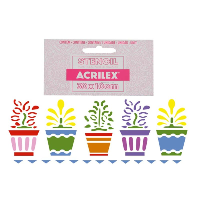 Stencil Simples de Acetato para Pintura 300x100mm RF1170 Vasos Acrilex (01 Unidade)