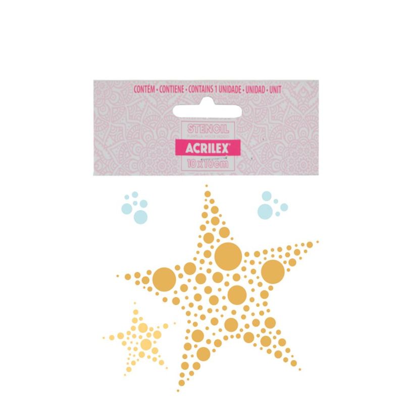 Stencil-Simples-de-Acetato-para-Pintura-100x100mm-RF1223-Estrelas-Acrilex--01-Unidade-