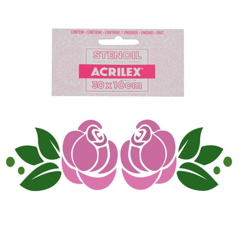 StencilSimplesdeAcetatoparaPintura300x100mmRF1225FloresAcrilex01Unidade