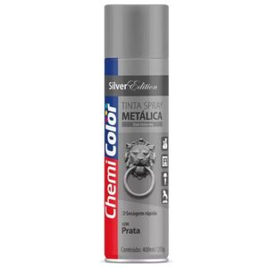 Tinta em Spray Metálica Uso Interno Chemi Color Edition Prata 400ml Baston (01 unidade)