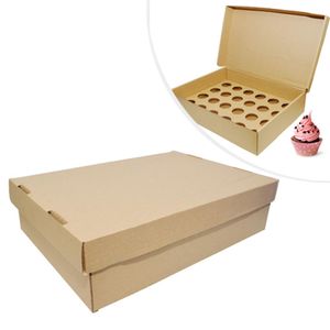 Caixa de Papelão Kraft P/ Mini CupCake 36x27x10cm com 24 cavidades Hannah (01 unidade)