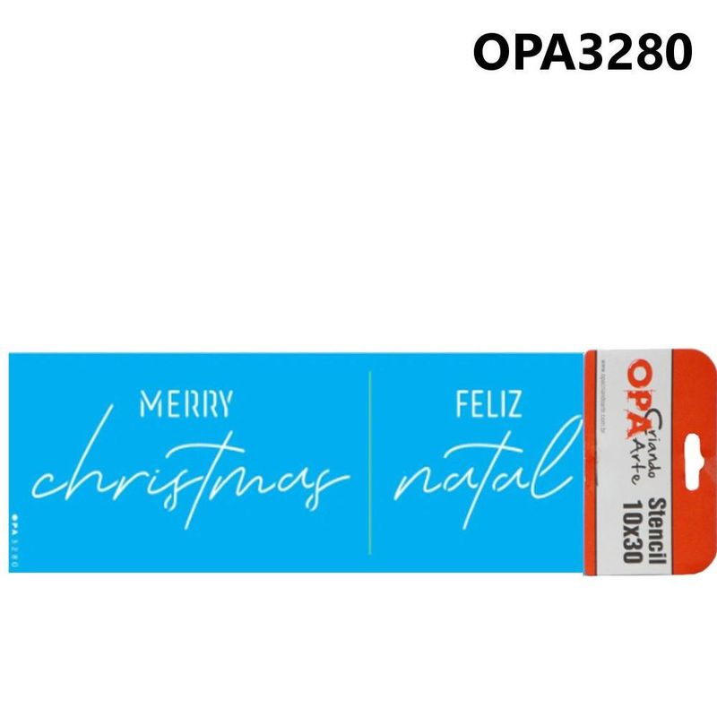 Stencil Simples de Acetato para Pintura 10x30cm Ref. OPA 3280 Frase Merry Christmas III OPA (01 unidade)