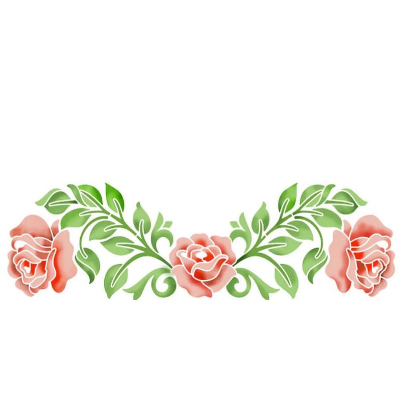 Stencil-Simples-de-Acetato-para-Pintura-8x28cm-Ref.-STE-424-Rosas-Litoarte--01-Unidade-