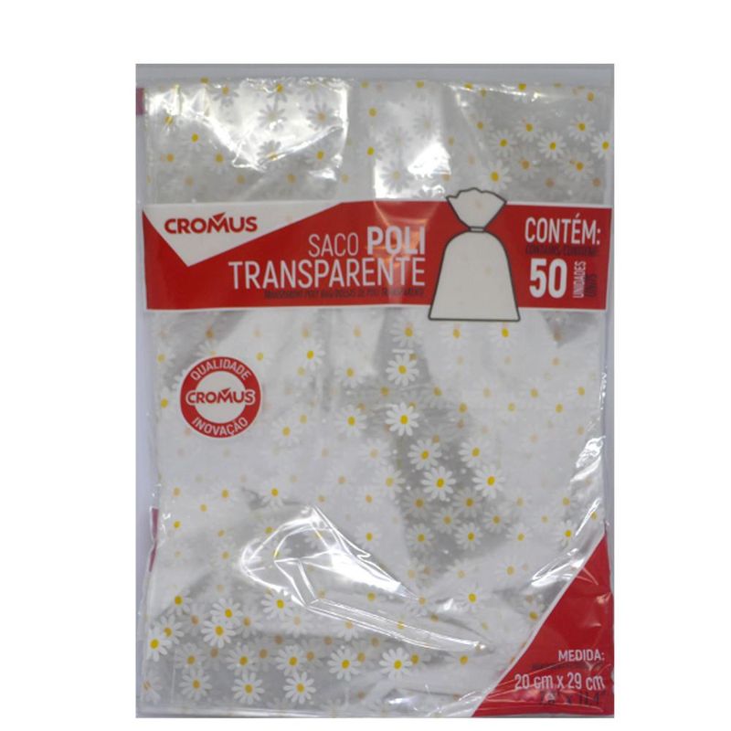 Saco-de-Polipropileno-Transparente-Margaridas-20x29cm-Ref.-11300650-Cromus--50-unidades-