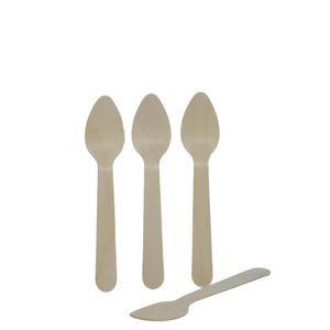 Colheres Descartáveis de Madeira Natural 11cm Silver Festas (50 unidades)