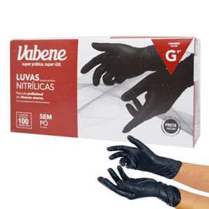 Luvas de Segurança Nitrílicas Sem Pó Tamanho G Cor Preta Ref. 3073 Vabene (100 unidades)