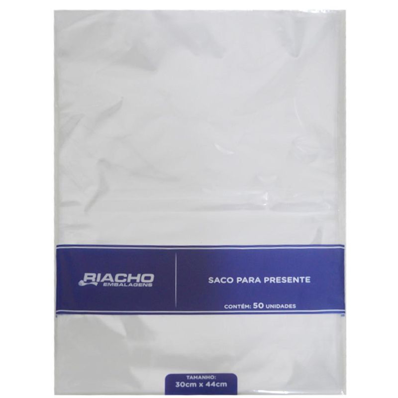 Saco para Presente Transparente 30x44cm Riacho Embalagens (50 unidades)