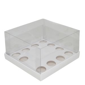 Caixa Party Box Bentô C/ Tampa Transparente P/ 12 Doces 16x16x10cm Ref. C5244 Ideia (01 unidade)