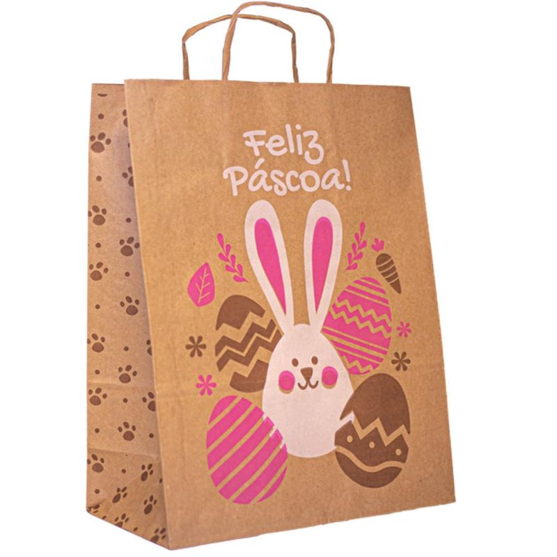 Sacola de Presente Kraft ECO P Ovinhos Páscoa 25x12x34cm Ref. C4712 Ideia (01 unidade)