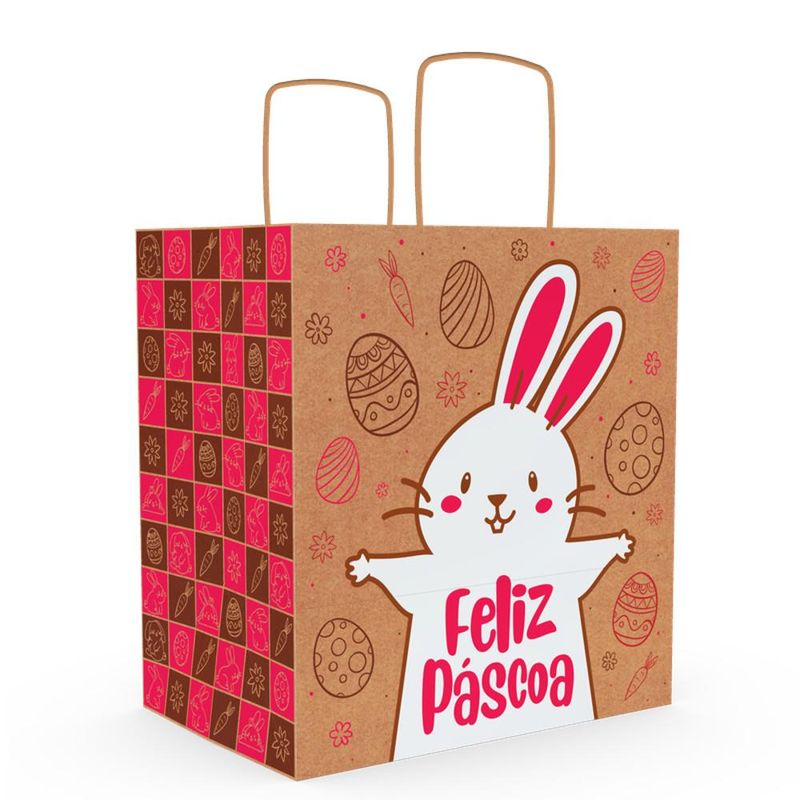 Sacola de Presente ECO M Magenta Páscoa Divertida 22x15x24cm Ref. C5336 Ideia (01 unidade)