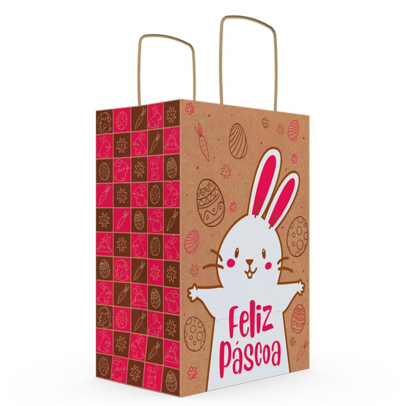 Sacola de Presente ECO PP Magenta Páscoa Divertida 18x12x25cm Ref. C5334 Ideia (01 unidade)