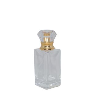 Frasco de Vidro Porta Perfume C/ Tampa e Válvula Spray Dourada 50ml Ref. BM362893 BM36 (01 unidade)