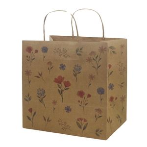 Sacola de Papel P/ Presente Flores do Campo Kraft 24x17x26cm Ref. C5469 Ideia (01 unidade)
