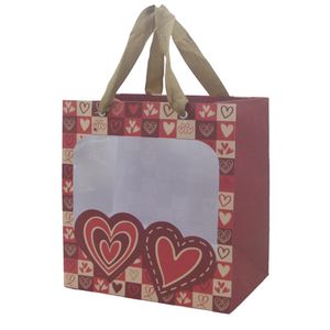 Sacola de Papel P/ Presente C/ Visor Corações 22x14x26cm Ref. C5501 Ideia (01 unidade)