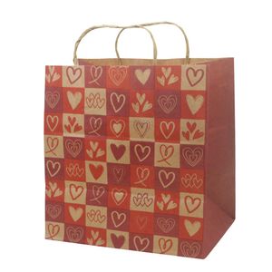 Sacola de Papel P/ Presente Kraft Corações 22x15x24cm Ref. C5482 Ideia (01 unidade)
