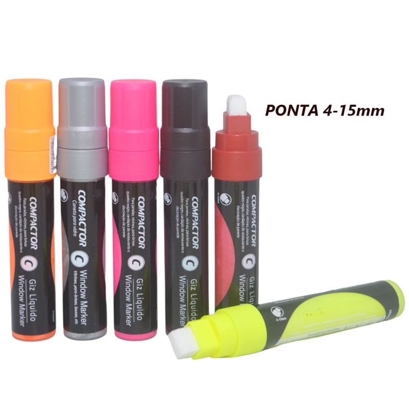Marcador Giz Líquido Window Makker Ponta 4-15mm Compactor (01 unidade)-vermelho