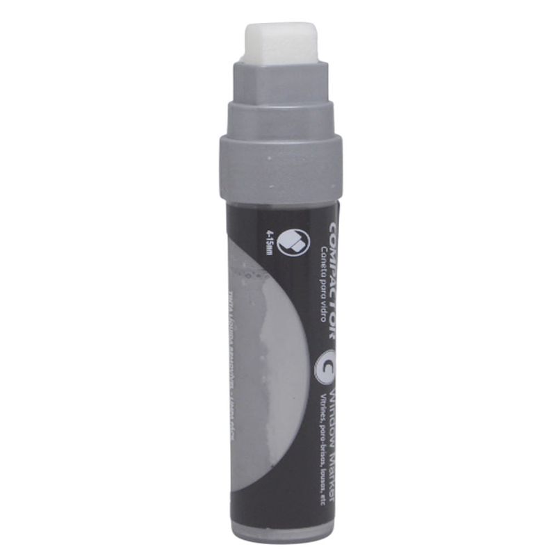Marcador Giz Líquido Window Makker Grande Prata Ponta 4-15mm Compactor (01 unidade)