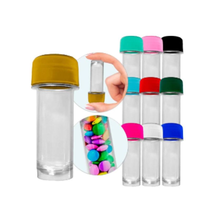 Tubete Transparente Pequena C/ Tampa 8.5cm Aquarela (10 unidades)-dourada