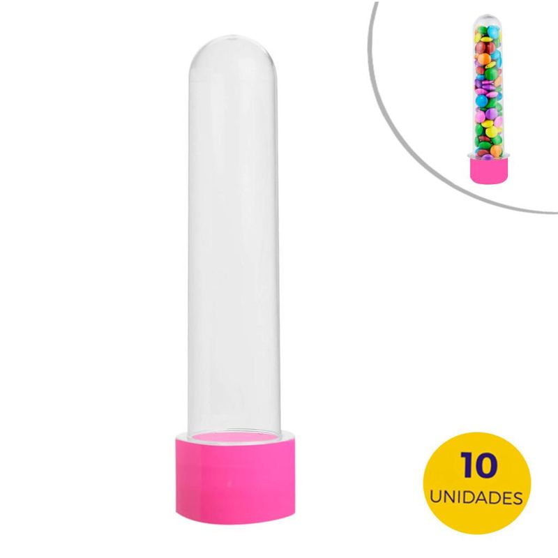 Tubete Grande Com Tampa Rosa Pink 11,7cm Mirandinha Miniaturas (10 unidades)