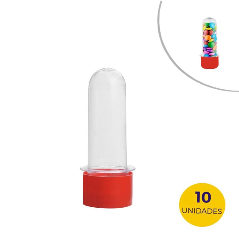 Tubete Pequeno Com Tampa Vermelho 8cm Mirandinha Miniaturas (10 unidades)