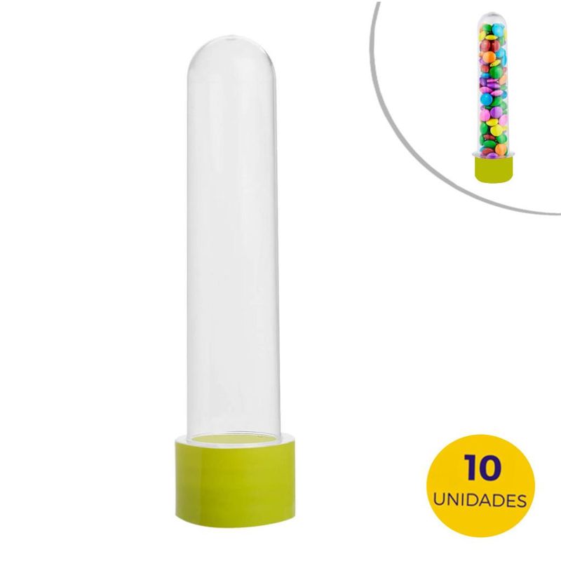 Tubete Grande Com Tampa Verde Limão 11,7cm Mirandinha Miniaturas (10 unidades)
