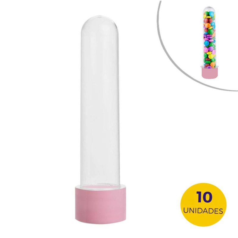 Tubete Grande Com Tampa Rosa Bebê 11,7cm Mirandinha Miniaturas (10 unidades)