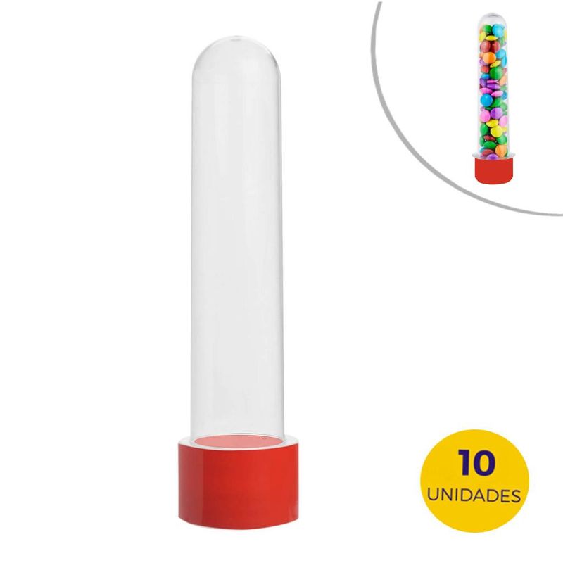 Tubete Grande Com Tampa Vermelha 11,7cm Mirandinha Miniaturas (10 unidades)