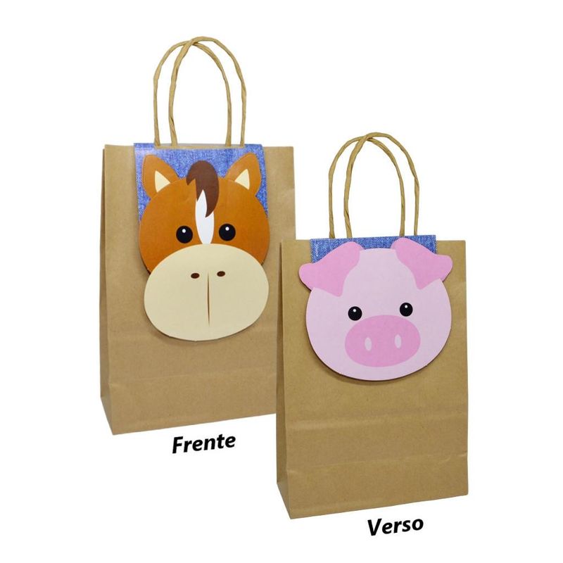 Sacola-de-Presente-Cavalo-e-Porco-21.5x15x8cm-Tamanho-P-Estampada-Cromus--1-Unidade-