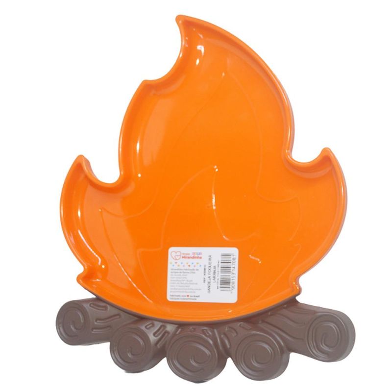Bandeja Fogueira de Plástico Laranja 23.5x18x1.5cm Mirandinha (01 unidade)
