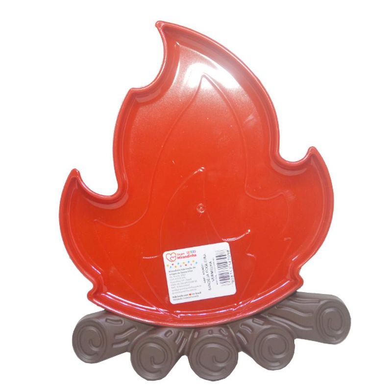 Bandeja Fogueira de Plástico Vermelho 23.5x18x1.5cm Mirandinha (01 unidade)