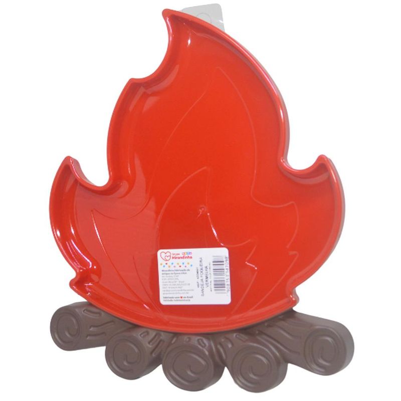 Bandeja Fogueira de Plástico Vermelho 23.5x18x1.5cm Mirandinha (01 unidade)
