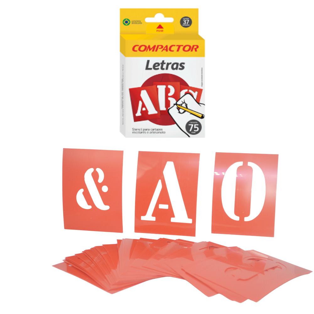 Stencil P/ Cartazes e Artesanato Letras 75mm Compactor - Irmãos Haluli
