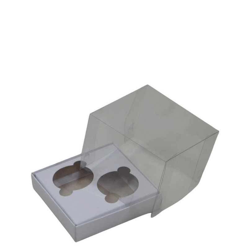 Caixa de Papel Cartão P/ 2 Mini Cupcake Premium Cor Branco Ref. CXC010 Papieri (01 unidade)