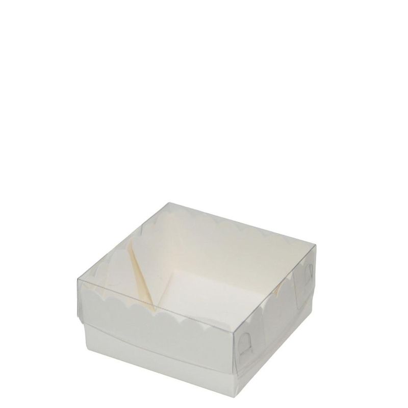 Caixa Delicate Branco C/ Tampa e Borda decorada 8x8x4cm Papieri (01 unidade)