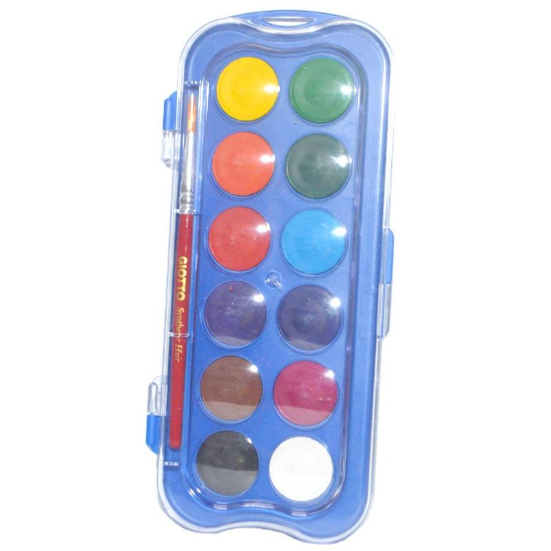 Estojo em Pastilhas Aquarela 12 Cores 30mm C/ Pincel Acquerelli Giotto (01 unidade)