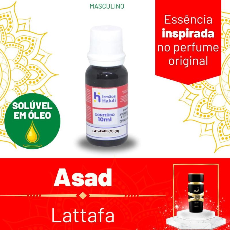 Essência LAT-Asad Masculino Solúvel em Óleo P/ Perfumes Linha Árabe Irmãos Haluli (10ml)