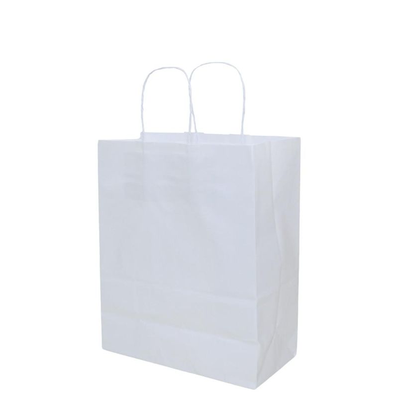 Sacola de Papel Kraft Branco 26x19,5x9,5cm Ref.: 1001014 Cromus (1 unidade)